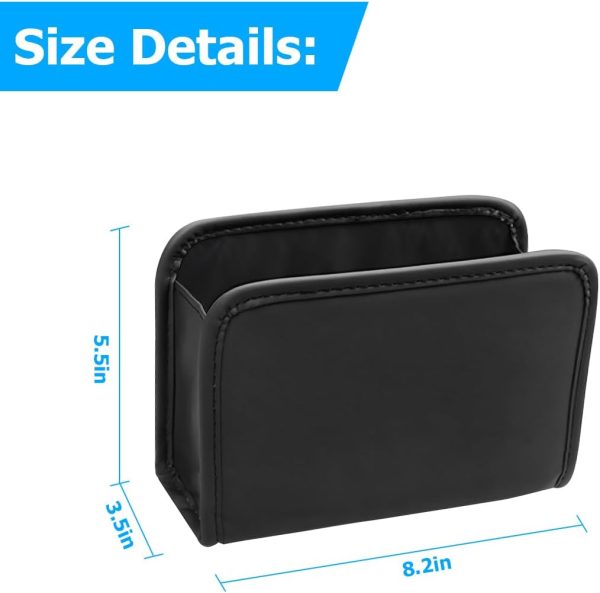 Car Trash Can, Leather Foldable Vehicle Garbage Organizer Holder, Multi-Function Automotive Interior Dustbin Storage Hanging Container Accessories, Universal for , Sedan, Truck (Black) - Image 2