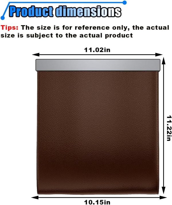 Car Trash Can, Waterproof Hanging Garbage Can, Magnetic Closure Car Storage Bag, PU Leather Foldable Trash Bin for Seat Back, Large Capacity Vehicle Organizer Accessories (Brown) - Image 2