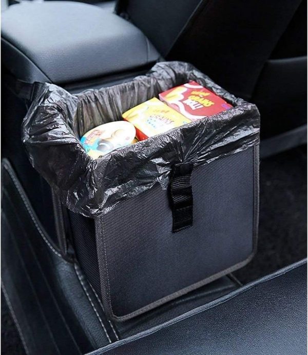 Foldable Hanging Car Trash Can - Large Capacity Waterproof Garbage Bag, Leakproof Storage Organizer for Camping, Interior Accessories (Black)