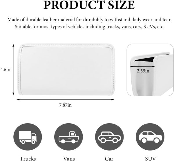 Car Trash Can, Small Leather Foldable Hanging Trash Bag Car Door Organizer, Multi-Function Mini Storage Box Garbage Can for Car Back Seats and Side Door, Car Accessories (White) - Image 2