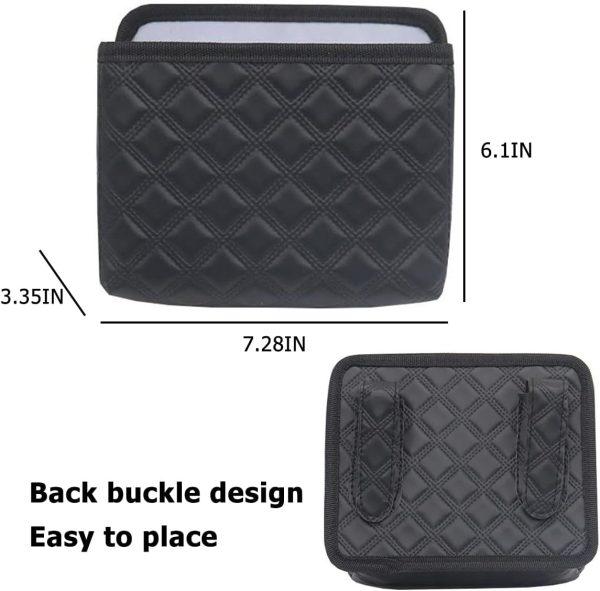 Car Trash Can, Leather Foldable Vehicle Hanging Dustbin, Waterproof Leakproof Automotive Interior Garbage Storage Organization Bag Container Accessories, Universal Fit - Image 2