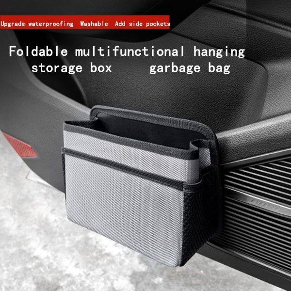 Car Trash Can, Foldable Multifunctional Hanging Storage Box Trash Can with a Roll of Garbage Bag, Multi Pocket Design Suitable for Car, Home, and Office Car Trash Cans (black) - Image 2