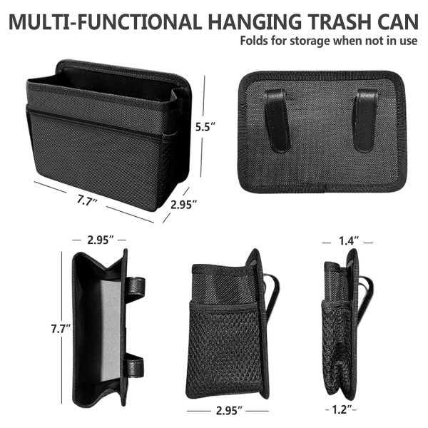 Mini Car Trash Can, Hanging Car Trash Bin Foldable Garbage Organizer for Vehicle Essentials - Image 2