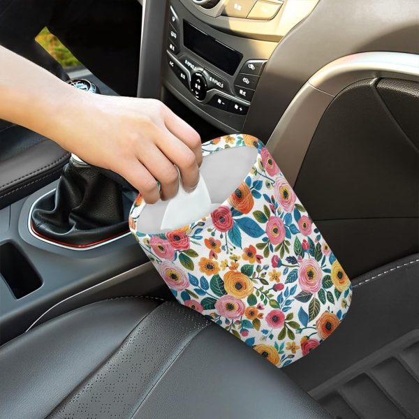 Daisy Rose Car Trash Can Foldable Rubbish Bin Basket Bag Hanging Cup Holder Organizer with Strap Mini Car Interior Accessories for Fit Most Cars, s, Trucks - Image 2