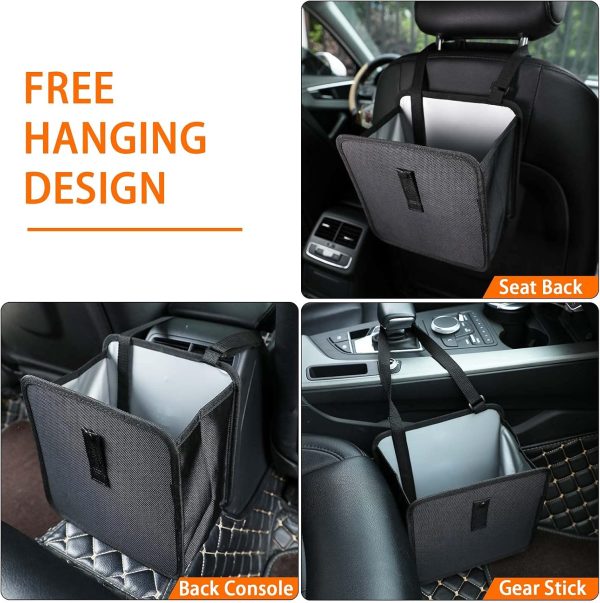 Foldable Hanging Car Trash Can - Large Capacity Waterproof Garbage Bag, Leakproof Storage Organizer for Camping, Interior Accessories (Black) - Image 2