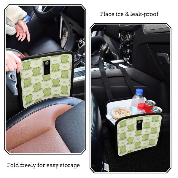 Cute Frog Car Trash Can, Foldable Hanging Car Trash Bag, Funny Animal Green Small Waterproof Car Accessories Garbage Bin - Image 2
