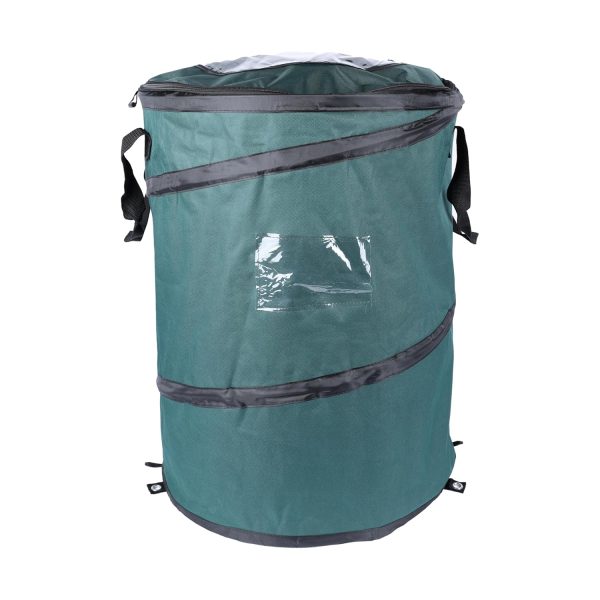 Deluxe Pop-Up Trash Can, Spring-loaded Collapsible Garbage Can for Camping, 24 x 19 inches, Heavy-Duty 600D Polyester, 29.5 Gallon, Green